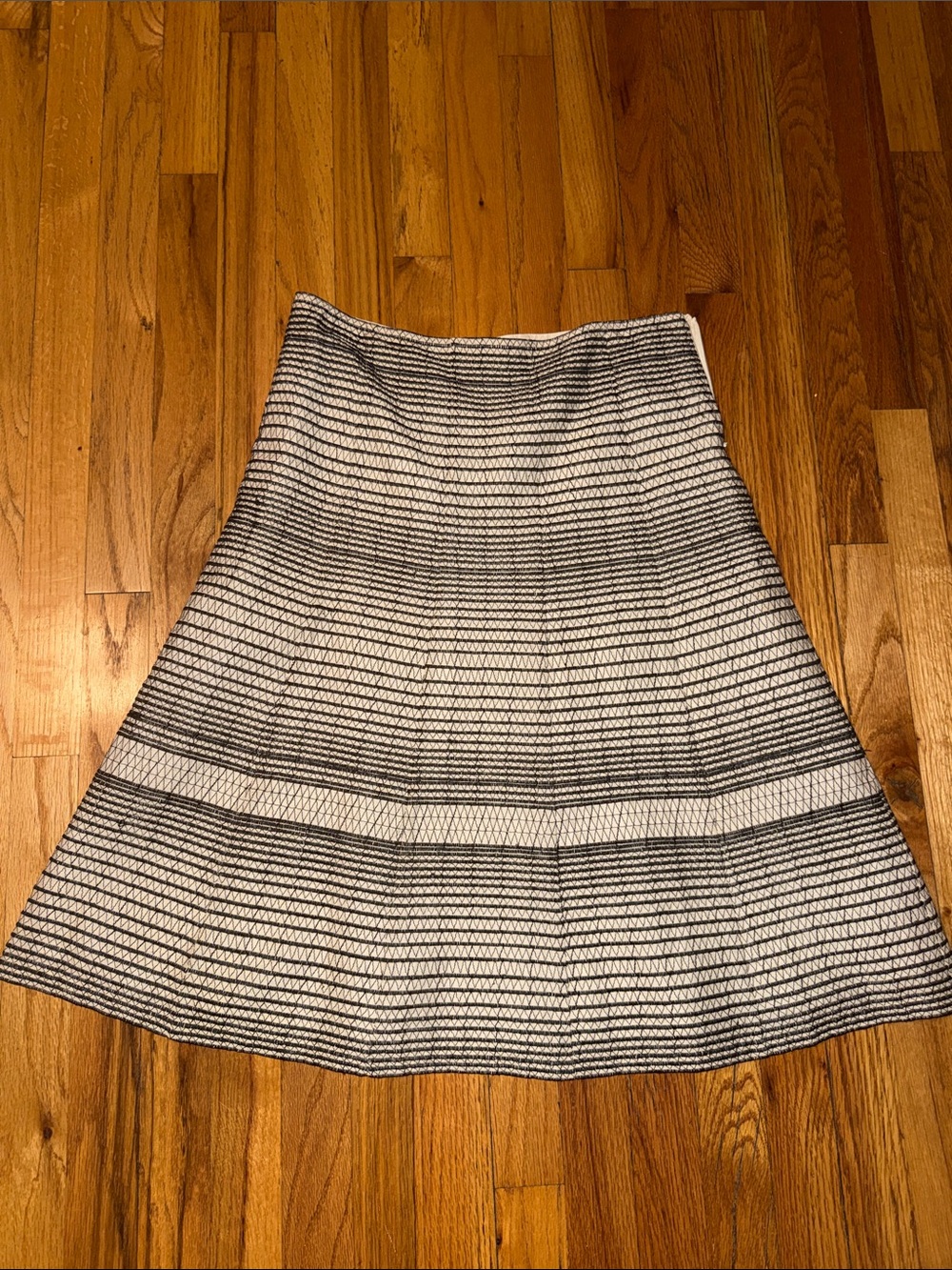 Women's Black and White Striped A-Line Skirt Club Monaco